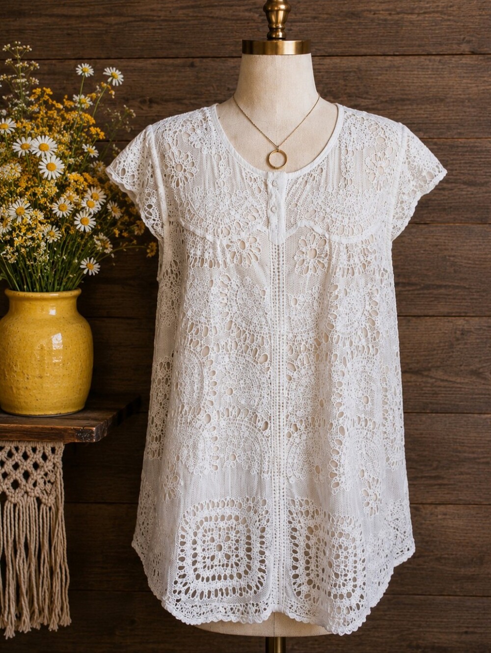 Johnny Was Marietta Eyelet Embroidered Blouse White Cap Sleeve Top Size L Boho